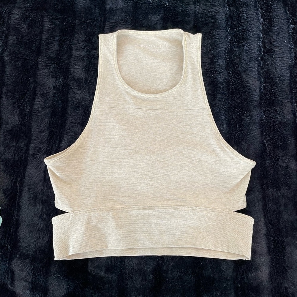 Outdoor Voices Tri-Tone Slashback Crop Top